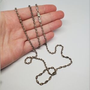 Sterling Silver 3mm Herringbone Twist Chain Necklace